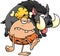 CaveWoman Cartoon Character Carrying Boar