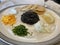 Caviar with accompaniments on plate