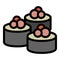 Caviar sushi roll icon, outline style