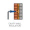 Cavity wall and house thermal insulation line icon