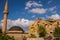 CAVUSIN, TURKEY: Mosque and fortress Cavusin. Cappadocia, Turkey