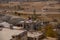 CAVUSIN, TURKEY: Top view of the village with houses in the rocks. Cavusin near Goreme in Cappadocia