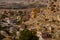 Cavusin Village, Cappadocia, Turkey: Landscape, top view of the Cavusin fortress and church Vaftizci Yahya, Saint John the Baptist
