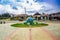 CAYAMBE, ECUADOR - SEPTEMBER 05, 2017: Equator Line Monument, marks the point through which the equator passes, Cayambe