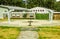 CAYAMBE, ECUADOR - SEPTEMBER 05, 2017: Equator Line Monument, two stoned men statue marks the point through which the