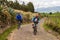Cayambe volcano and cyclists