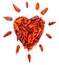 Cayenne chilli in the shape of a heart. For those who love spicy. Passion for the spicy. Love for cayenne pepper. Very spicy spice