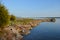 Cayuga Lake rock jetty and dock at Long Point State Park