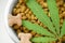 CBD food for Dogs Wellness, Natural supplements for animals and pets with medicine treats like bone. Legal weed products and