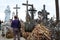 Cca 12 km north of the city of SIAULIAI / LITHUANIA - July 24, 2013: Close view of the Hill of Crosses, a place of worship for Chr