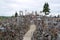 Cca 12 km north of the city of SIAULIAI / LITHUANIA - July 24, 2013: Close view of the Hill of Crosses, a place of worship for Chr