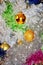 Ccolorful christmas tinsel and balls