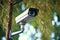CCTV camera ensures 24 hour security against a natural blur background