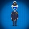 CCTV camera headed man. policeman, security concept. character d