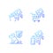 CCTV camera installation gradient linear vector icons set