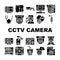 Cctv Camera Security Collection Icons Set Vector