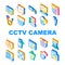 Cctv Camera Security Collection Icons Set Vector