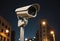 CCTV Camera or surveillance operating on street. Generative AI