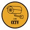 Cctv camera yellow, great design for any purposes. Vector illustration. Danger warning icon. Stock image.