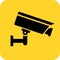 CCTV icon. Security camera sign. Surveillance cam. Spying camcorder warning. Vector illustration.