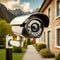 CCTV Modern Security Camera in a Residential District - Generative Ai