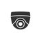 Cctv round camera black isolated vector icon.