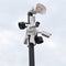 CCTV system and loudspeaker are on pole, urban protection and warning equipment