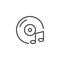 CD disc and music note line icon