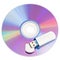 Cd disks and flash drive on white background