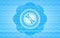 CD or DVD disc icon inside sky blue water wave badge background