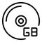 Cd gigabyte icon outline vector. Code storage