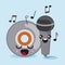 cd and microphone icon. Kawaii and technology. Vector graphic