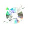 The CD shatters into pieces. Close up. Isolated on a white background