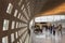 CDG Airport, Paris - 12/22/18: Interior of terminal 2F, geometric pattern wall holes