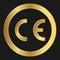 CE mark Conformate Europeene Simple gold icon on product packaging and box