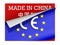 CE marking label over label Made in China