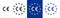 CE standard mark. Icon for products sold within the European Economic Area - EEA. Europe Union color, flag, stars sign