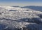 Ceahlau mountain landscape in winter scene.