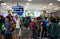 Cebu, the Philippines - 30 Nov 2018: tourist crowd waiting for passport control. Airport operations photo