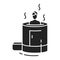 Cedar barrel black glyph icon. Organic herbal aroma steam sauna for one person. Pictogram for web page, mobile app, promo. UI UX