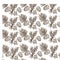 Cedar or fir tree branches and cone seamless pattern