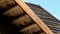 The cedar wooden shingle roof of the house shake fascia and joist