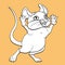 The ceerful mouse contour on beige background