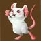 The ceerful white mouse on brown background