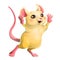 The ceerful yellow mouse on white background
