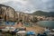 Cefalu old town beach with fishing boats at the early morning