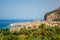 Cefalu summer day panorama of the city taken from the hill