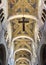 Ceiling, arches, interior and a crucifix in the Lucca Cathedral in Lucca, Italy.