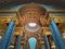 Ceiling architectural details with the glass dome and golden ornaments inside the Versailles palace hall, Gallery of Great Battles