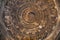 Ceiling of Chennakeshava temple, Belur, Karnataka. There is a prominent carving of Lord Vishnu as Narsimha in the centre.